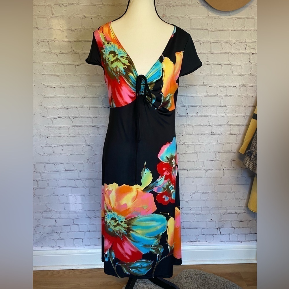 Artex Fashions Vintage Colourful Floral Fitted Maxi Dress Size M - Picture 4 of 15